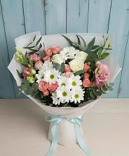Букет цветов из:  Розы, Лизиантусы и Хризантемы в Орлово