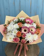 Букет цветов из:  Розы, Герберы и Хризантемы в Орлово