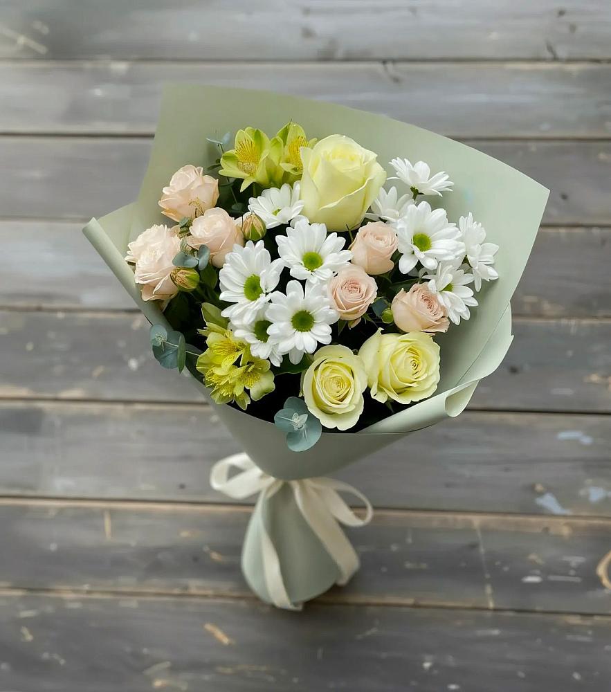 Букет цветов из: Альстромерии, Розы и Хризантемы в Орлово