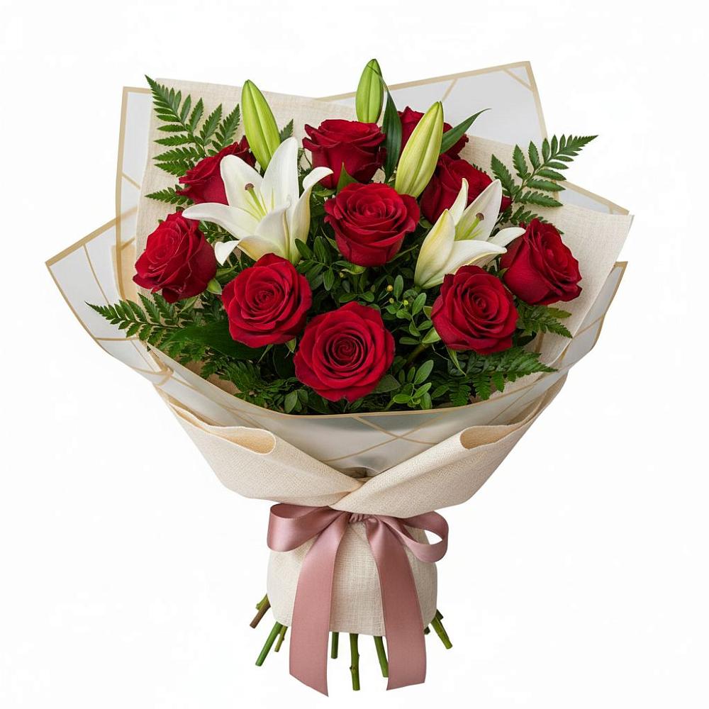 Букет цветов из: Лилии и Розы в Орлово