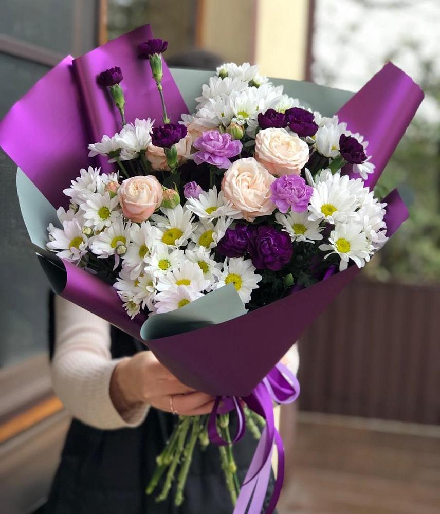 Букет цветов из: Хризантемы, Гвоздики и Розы в Орлово