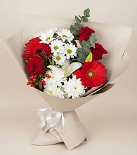 Букет цветов из:  Розы, Хризантемы, Герберы и Лилии в Орлово