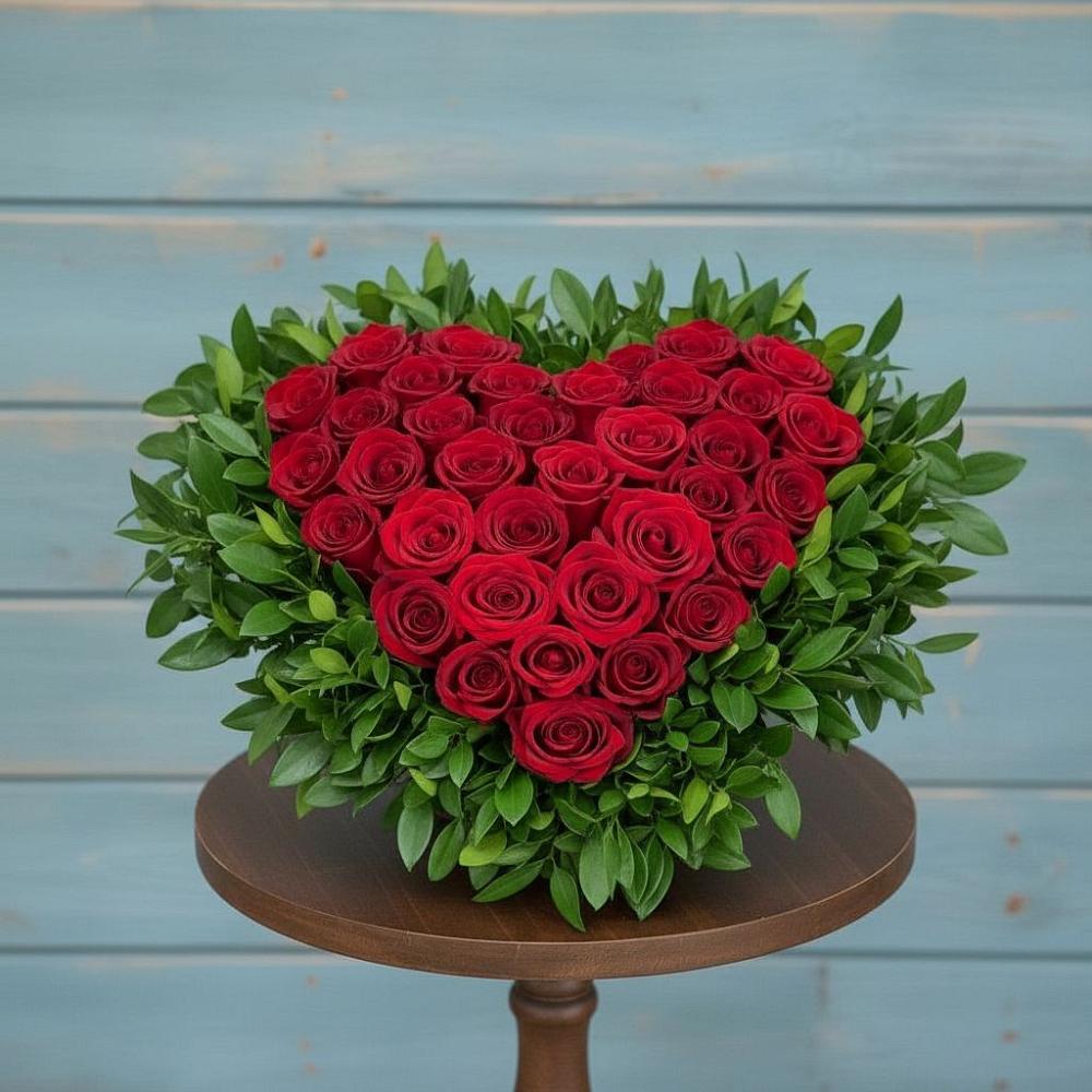 Цветочная композиция из Розы в виде сердца в Орлово