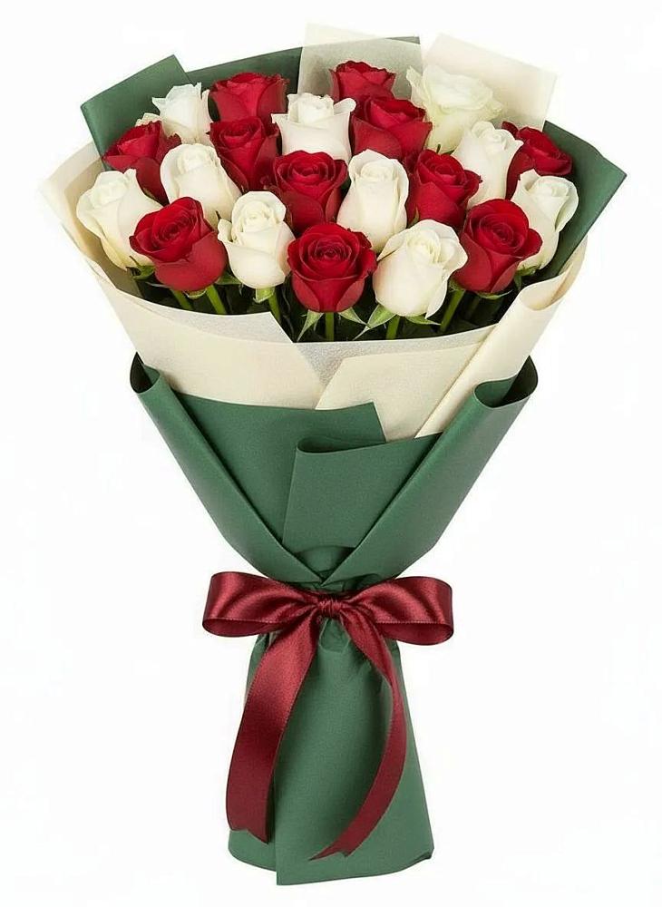 Букет Микс из красных и белых роз в Орлово