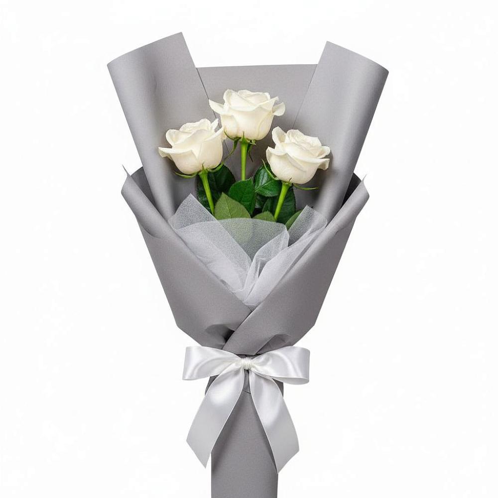 Букет 3 белые розы в Орлово