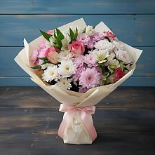 Букет цветов из:  Хризантемы, Альстромерии и Розы #REPLACE_PRED# Орлово