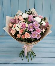 Букет цветов из:  Хризантемы, Розы и Альстромерии в Орлово