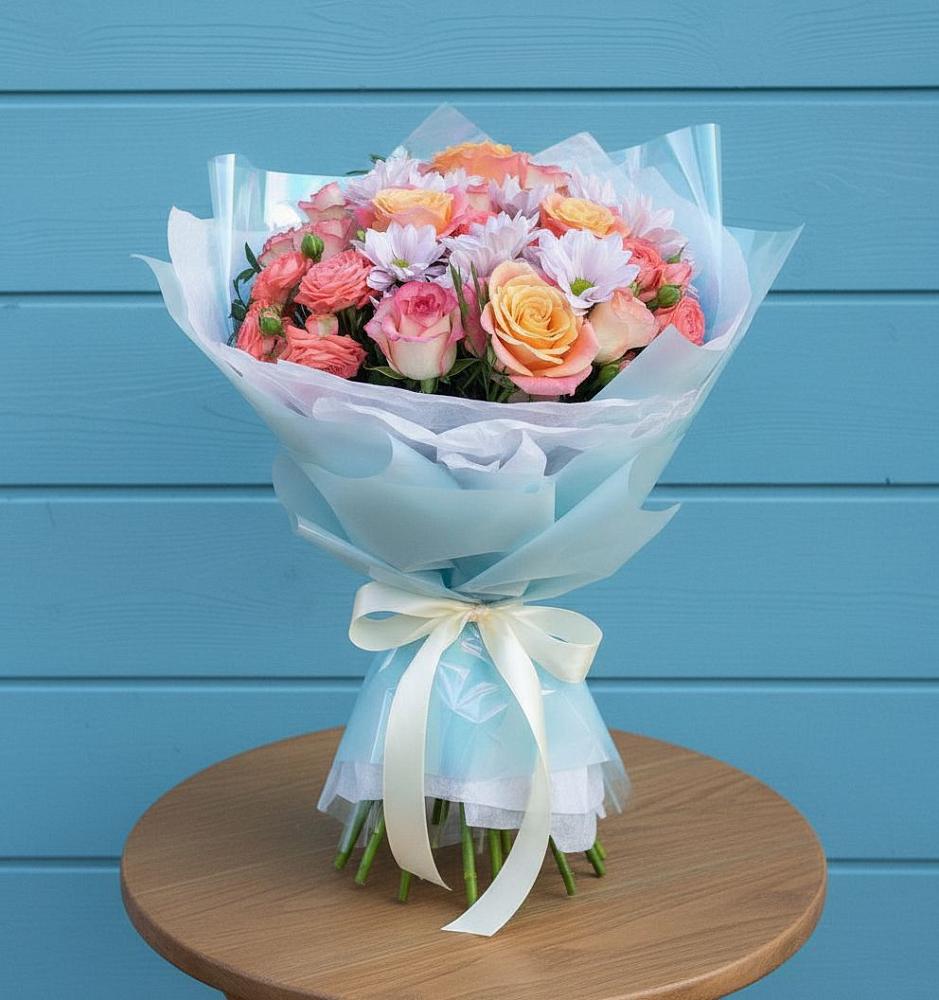 Букет цветов из: Хризантемы и Розы в Орлово