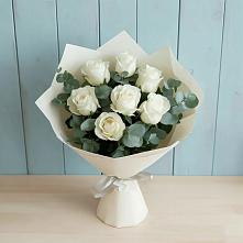 Букет Белые розы в Эвкалипте в Орлово
